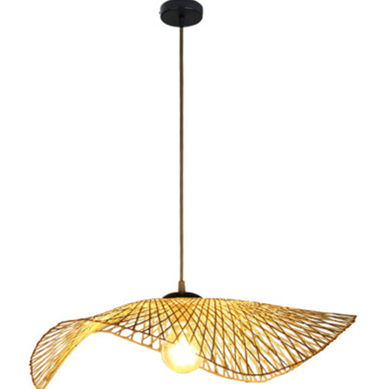 Chinese Twist Pendant Lighting Fixtures Rattan Hanging Light with Hanging Cord for Restaurant