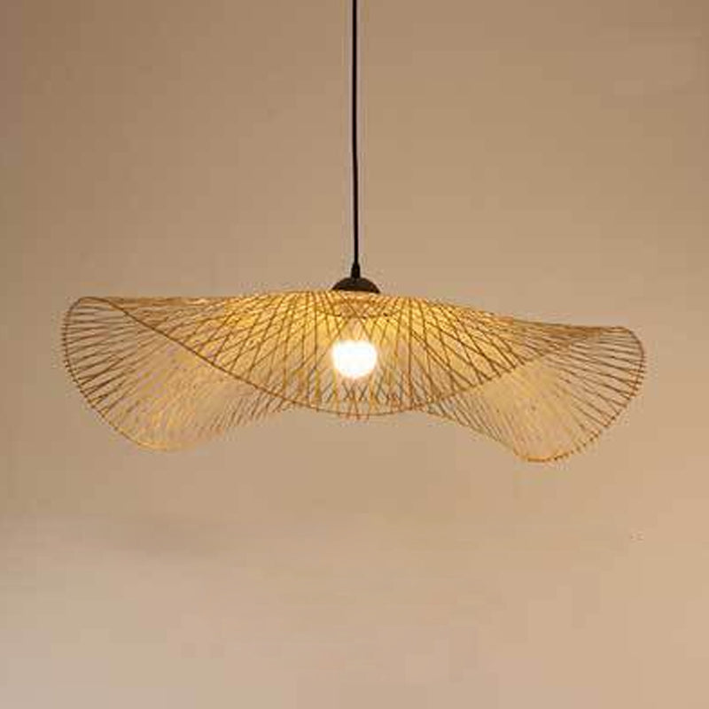 Chinese Twist Pendant Lighting Fixtures Rattan Hanging Light with Hanging Cord for Restaurant