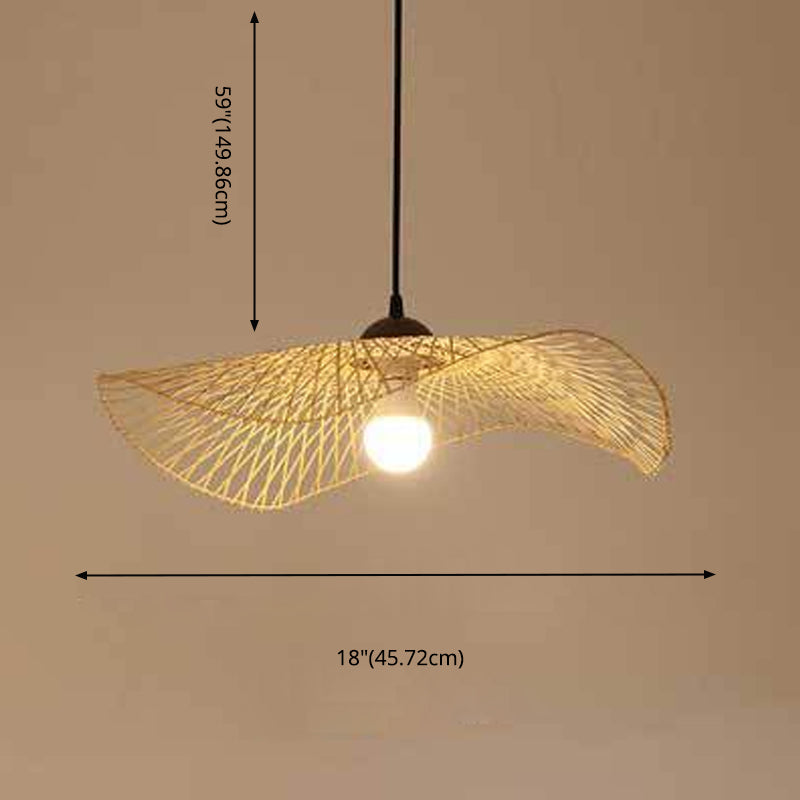 Chinese Twist Pendant Lighting Fixtures Rattan Hanging Light with Hanging Cord for Restaurant