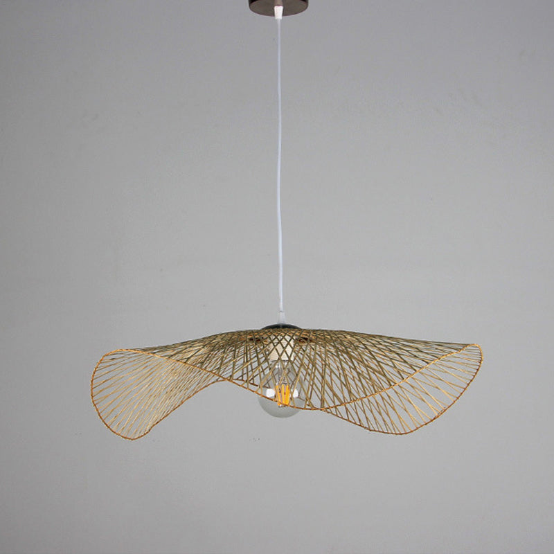 Chinese Twist Pendant Lighting Fixtures Rattan Hanging Light with Hanging Cord for Restaurant