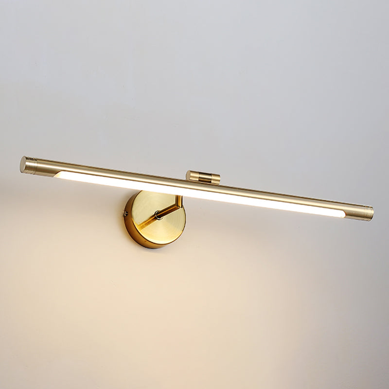 1-Light Linear Shade Wall Sconce Modern Simple Style Mirror Wall Lighting in Brass