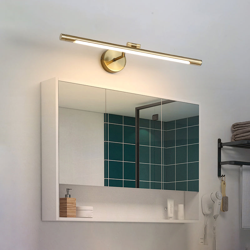 1-Light Linear Shade Wall Sconce Modern Simple Style Mirror Wall Lighting in Brass