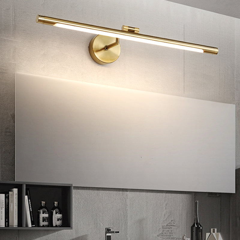 1-Light Linear Shade Wall Sconce Modern Simple Style Mirror Wall Lighting in Brass