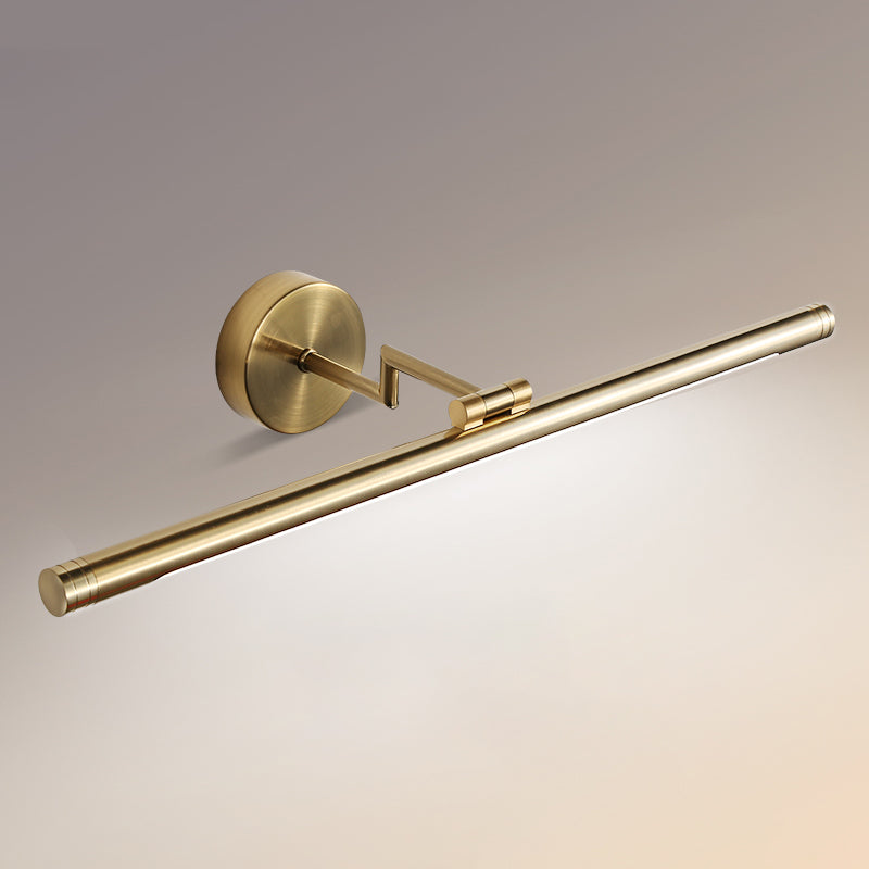 1-Light Linear Shade Wall Sconce Modern Simple Style Mirror Wall Lighting in Brass