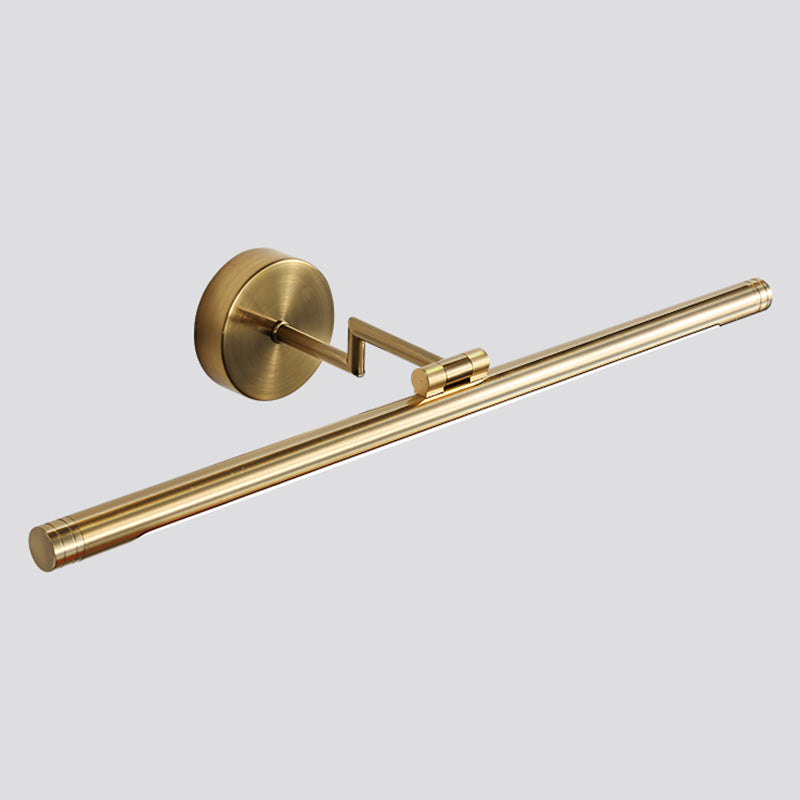 1-Light Linear Shade Wall Sconce Modern Simple Style Mirror Wall Lighting in Brass