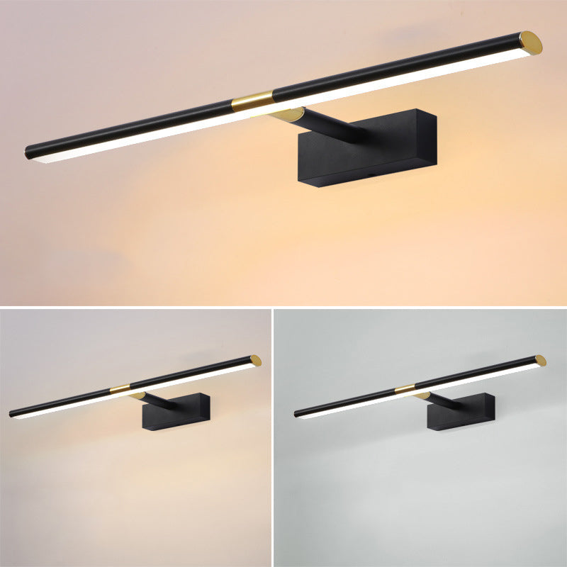 Linear Shade Swing Arm Wall Lighting Modern Style Metal 1 Light Sconce Lamp in Black