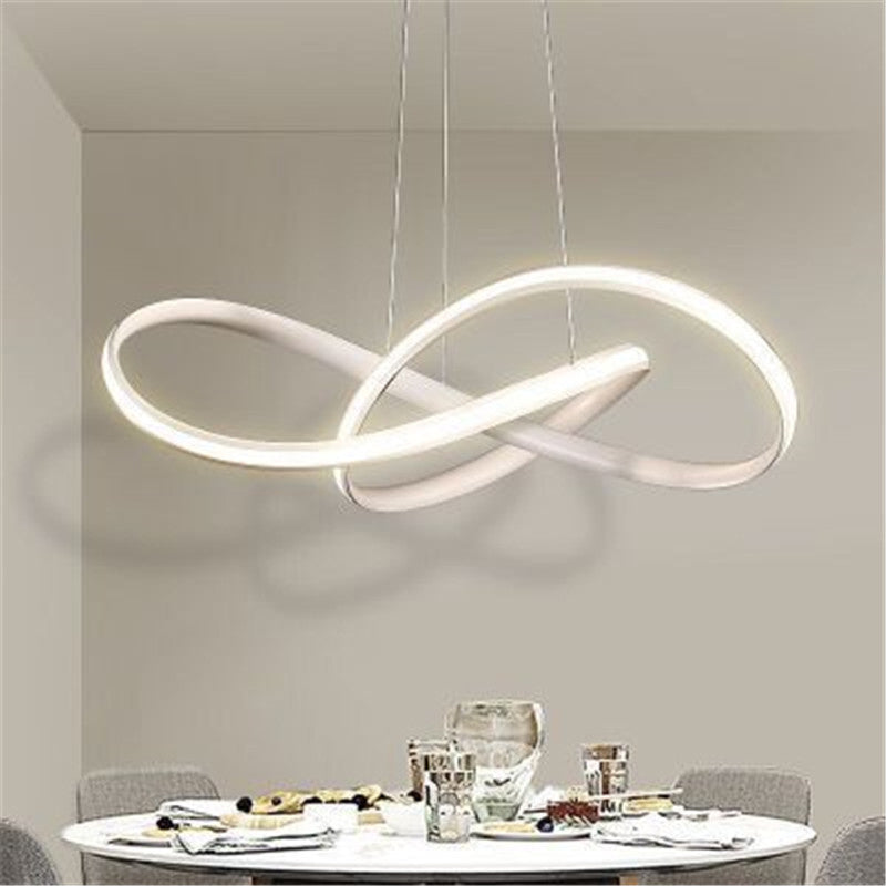 Aluminium Linear LED Pendant Light in Modern Simplicity Silica Gel Hanging Lamp for Dining Room