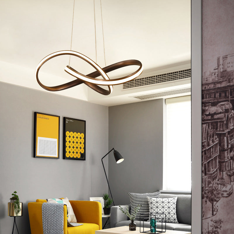 Aluminium Linear LED Pendant Light in Modern Simplicity Silica Gel Hanging Lamp for Dining Room