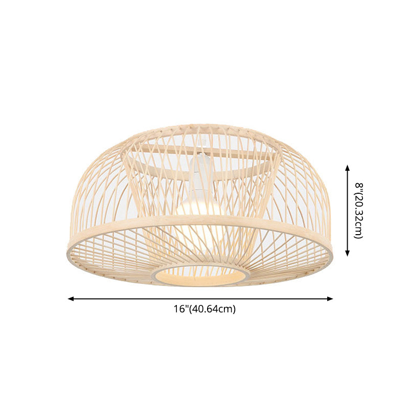 Asia Bamboo Apco di soffitto Luce a 1 luce Dome Beige Affermazione a sospensione Luce a sospensione