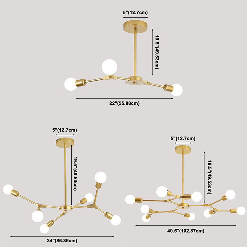 Zweig Metall Kronleuchter leichter multi -hanges Hanglampe für Wohnzimmer