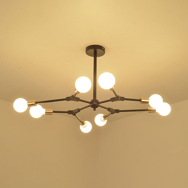 Multi -Light -Metall -Kronleuchter Licht Industrial Black Pendelleuchte für Wohnzimmer