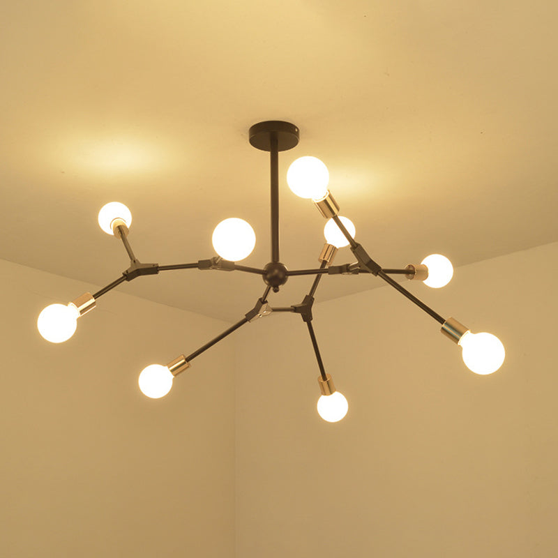 Multi -Light -Metall -Kronleuchter Licht Industrial Black Pendelleuchte für Wohnzimmer