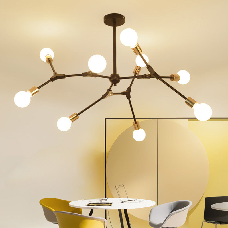 Multi -Light -Metall -Kronleuchter Licht Industrial Black Pendelleuchte für Wohnzimmer