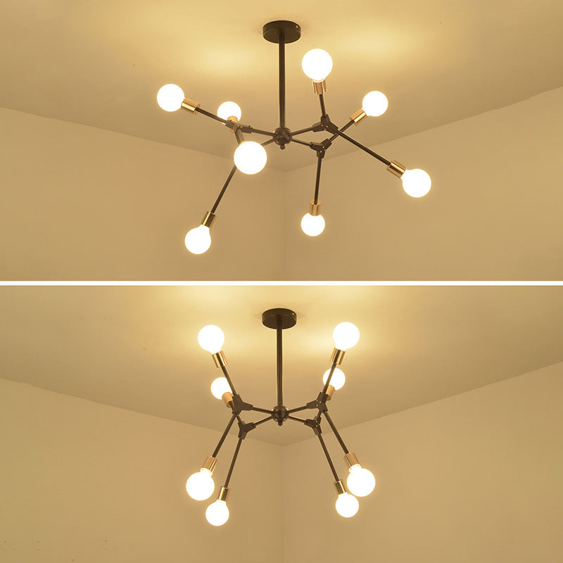 Multi -Light -Metall -Kronleuchter Licht Industrial Black Pendelleuchte für Wohnzimmer