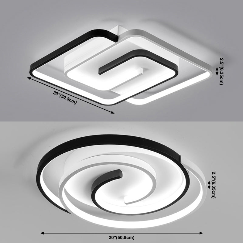 Modern Style Geometric Flush Ceiling Light Fixtures Black and White Flush Mount Led Lights