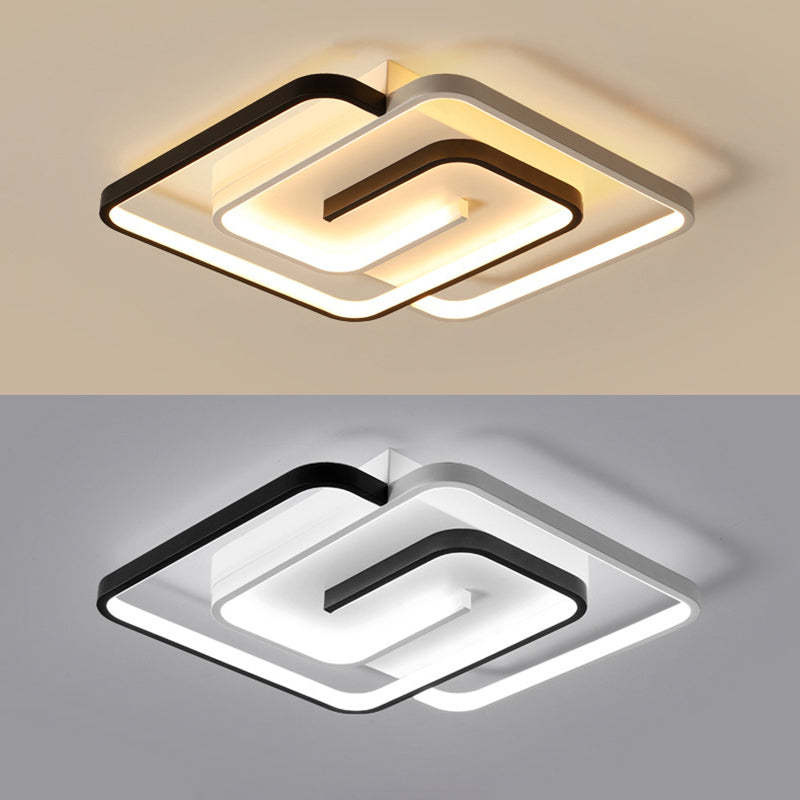 Modern Style Geometric Flush Ceiling Light Fixtures Black and White Flush Mount Led Lights