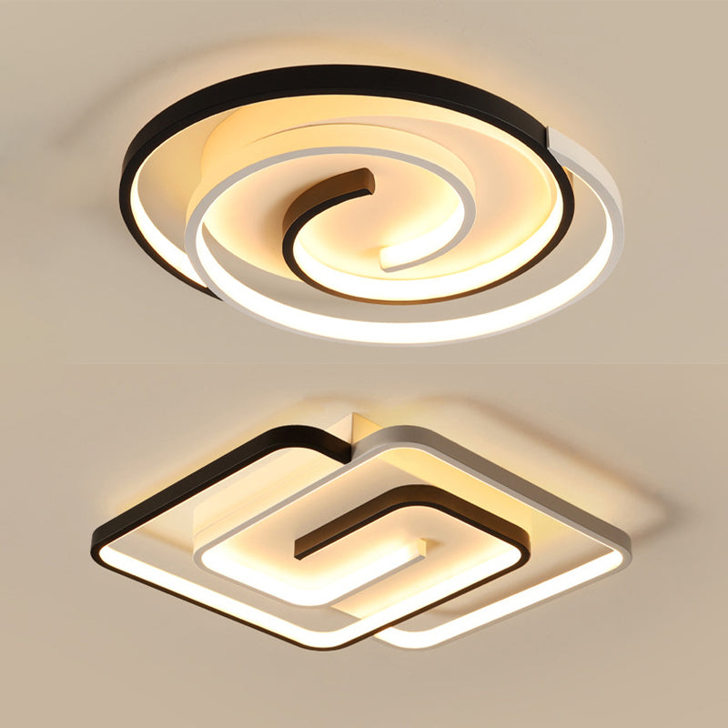 Modern Style Geometric Flush Ceiling Light Fixtures Black and White Flush Mount Led Lights