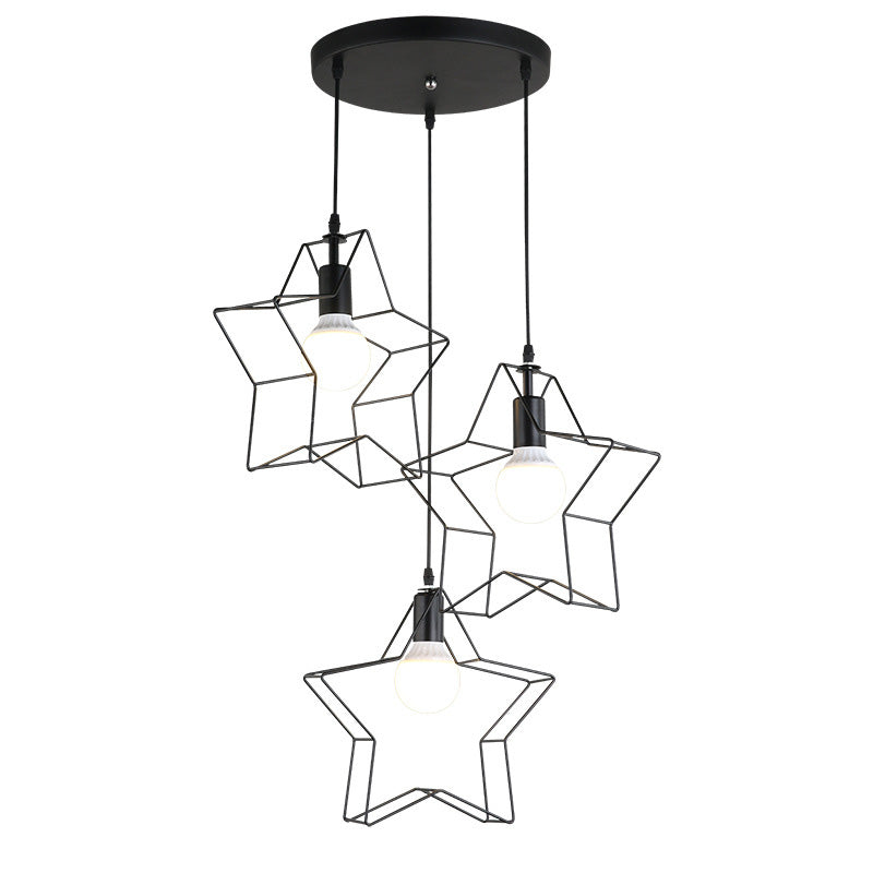 Star Shape Industrial Style Bulb Pendant Lighting for Sitting Room Coffee Shop