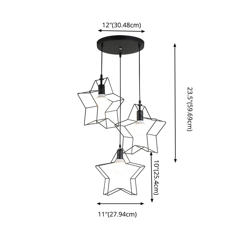 Sternform Industrial -Stil Glühbirne Anhänger Beleuchtung für Wohnzimmer Café Shop