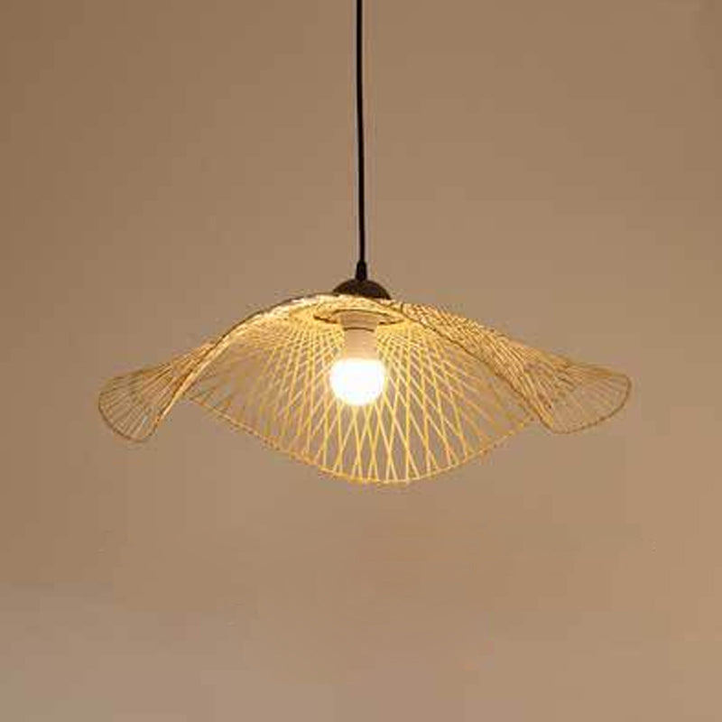 Chinese Twist Pendant Lighting Fixtures Rattan Hanging Light with Hanging Cord for Restaurant