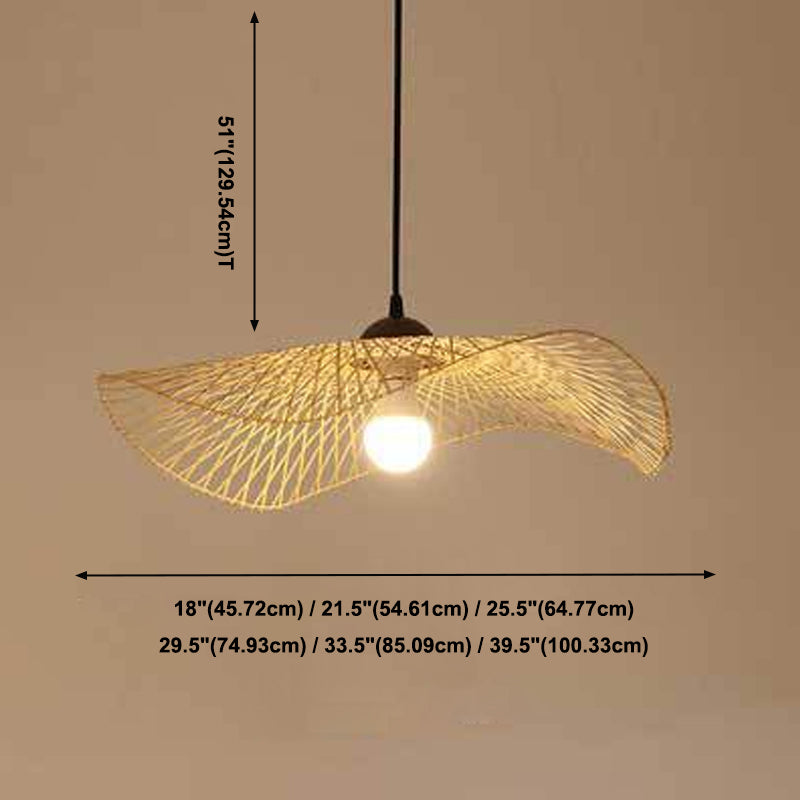 Chinese Twist Pendant Lighting Fixtures Rattan Hanging Light with Hanging Cord for Restaurant