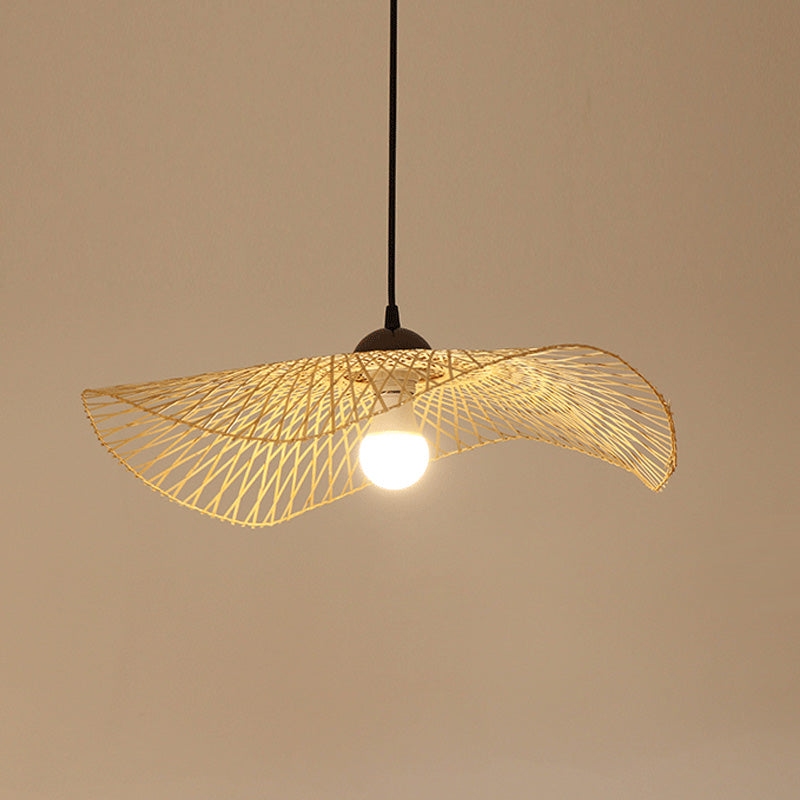 Chinese Twist Pendant Lighting Fixtures Rattan Hanging Light with Hanging Cord for Restaurant