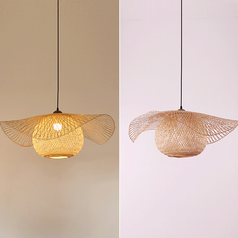 Chinese Twist Pendant Lighting Fixtures Rattan Hanging Light with Hanging Cord for Restaurant