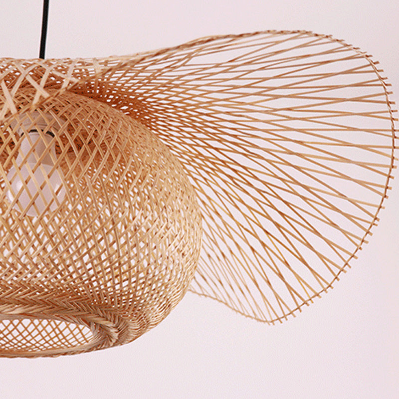 Chinese Twist Pendant Lighting Fixtures Rattan Hanging Light with Hanging Cord for Restaurant