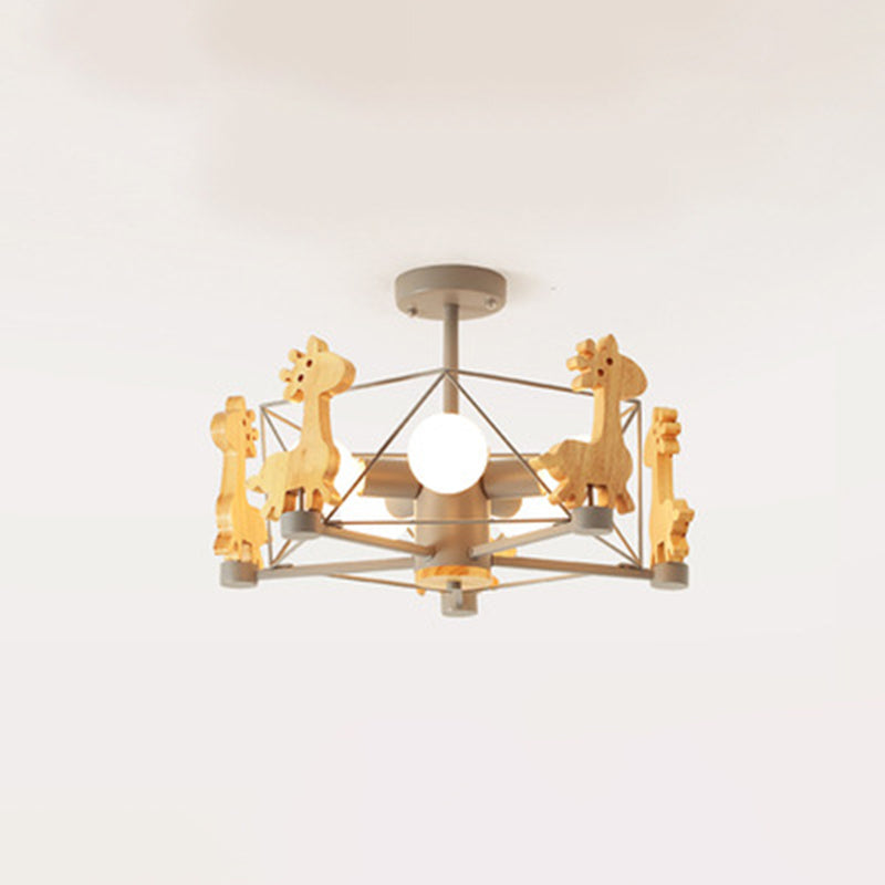 Lovely Deer Flush Ceiling Light Metal and Acrylic Light Fixture for Child Room