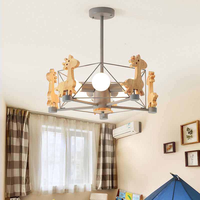 Lovely Deer Flush Ceiling Light Metal and Acrylic Light Fixture for Child Room