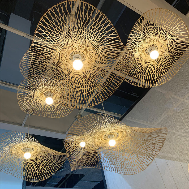 Fidutri di illuminazione a sospensione cinese Twist RATTAN Ampiccante Luce con cavo regolabile per il ristorante