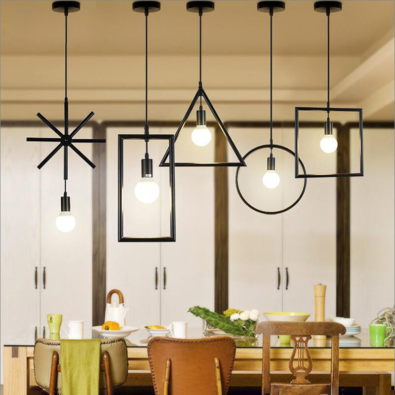 Minimalist Adjustable Industrial Style Hanging Light Fixture for Dining Room