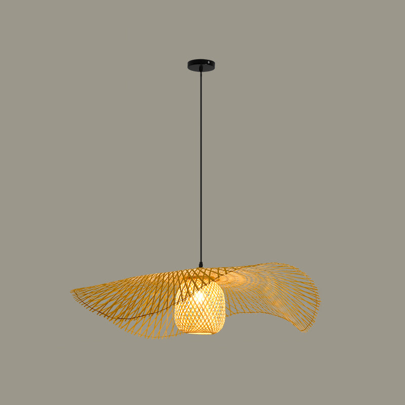 Twist Suspension Pendant Light Asia Asia Bamboo Restaurant de plafond suspendu en beige