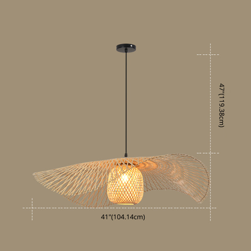 Twist Suspension Pendant Light Asia Asia Bamboo Restaurant de plafond suspendu en beige