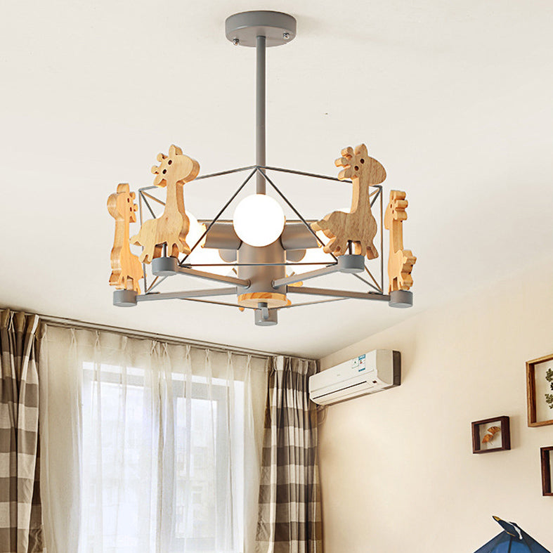 Lovely Deer Flush Ceiling Light Metal and Acrylic Light Fixture for Child Room