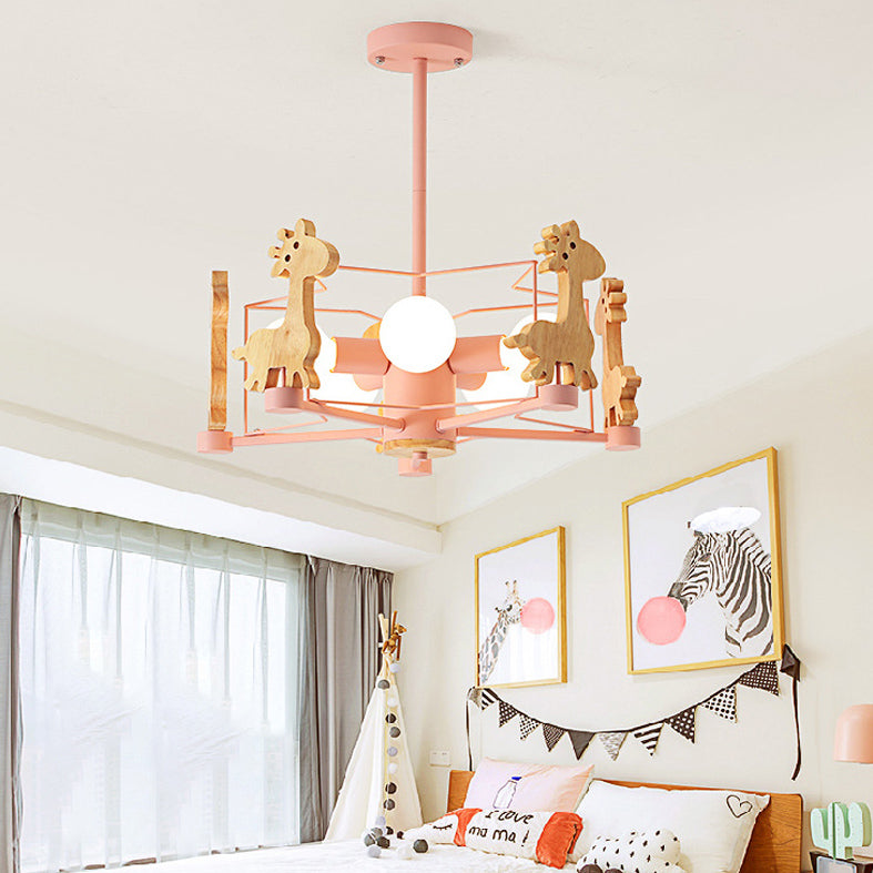 Lovely Deer Flush Ceiling Light Metal and Acrylic Light Fixture for Child Room