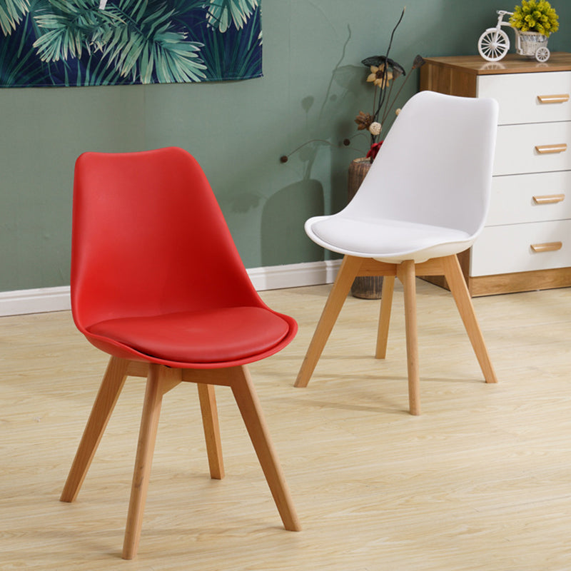 Scandinavian Restaurant Wood Side Chair Colorful Solid Back Dining Chair