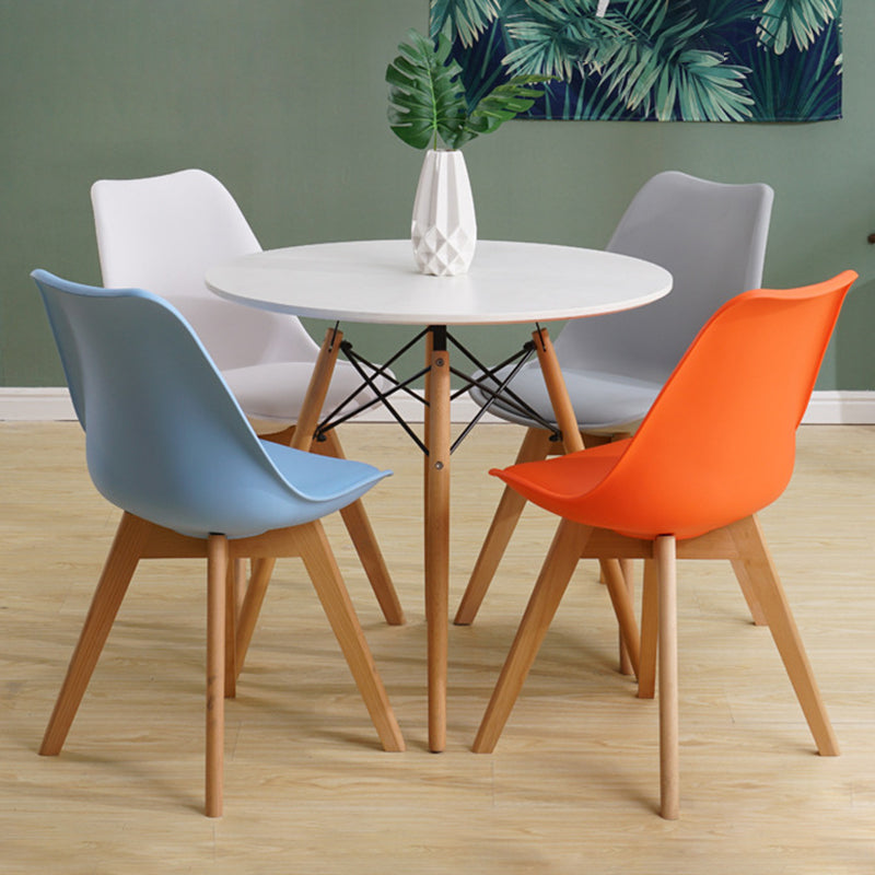 Scandinavian Restaurant Wood Side Chair Colorful Solid Back Dining Chair