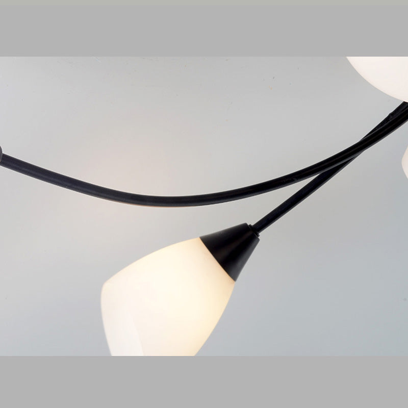 Glass Swirl Semi Flush Mount Black Multi Light Traditioneel plafondlicht voor woonkamer