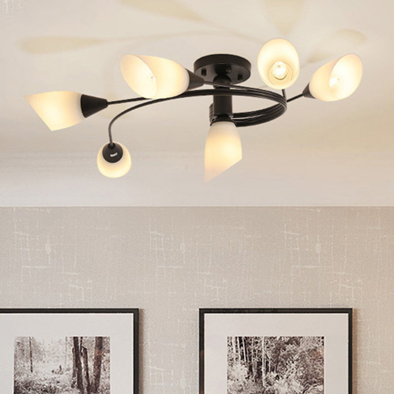 Sala da pranzo girata semifulona tradizionale lampada a soffitto in vetro multi chiaro