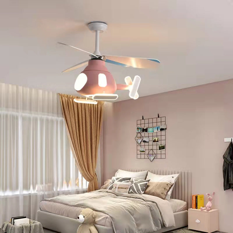 Pendard en forme d'avion en métal Cartoon LED LED Semi Flush Light for Kids Room