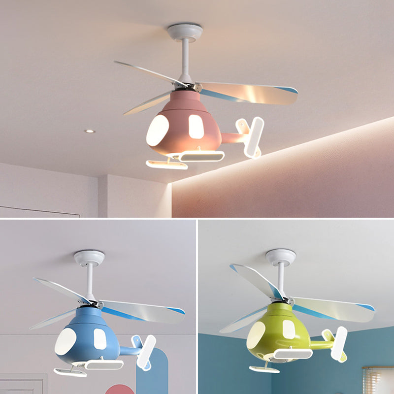 Pendard en forme d'avion en métal Cartoon LED LED Semi Flush Light for Kids Room