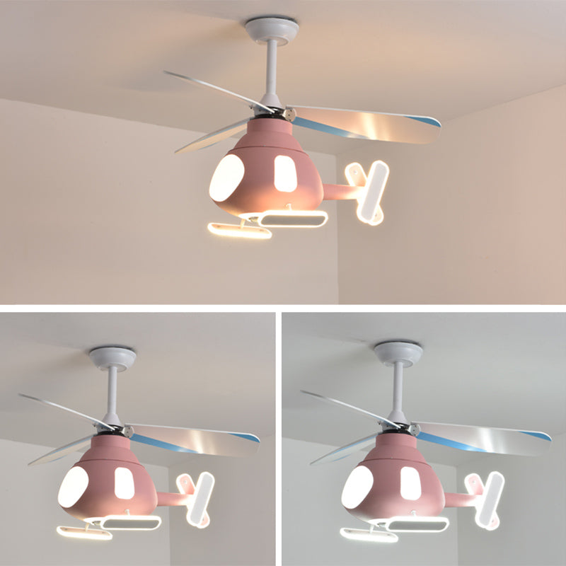 Pendard en forme d'avion en métal Cartoon LED LED Semi Flush Light for Kids Room