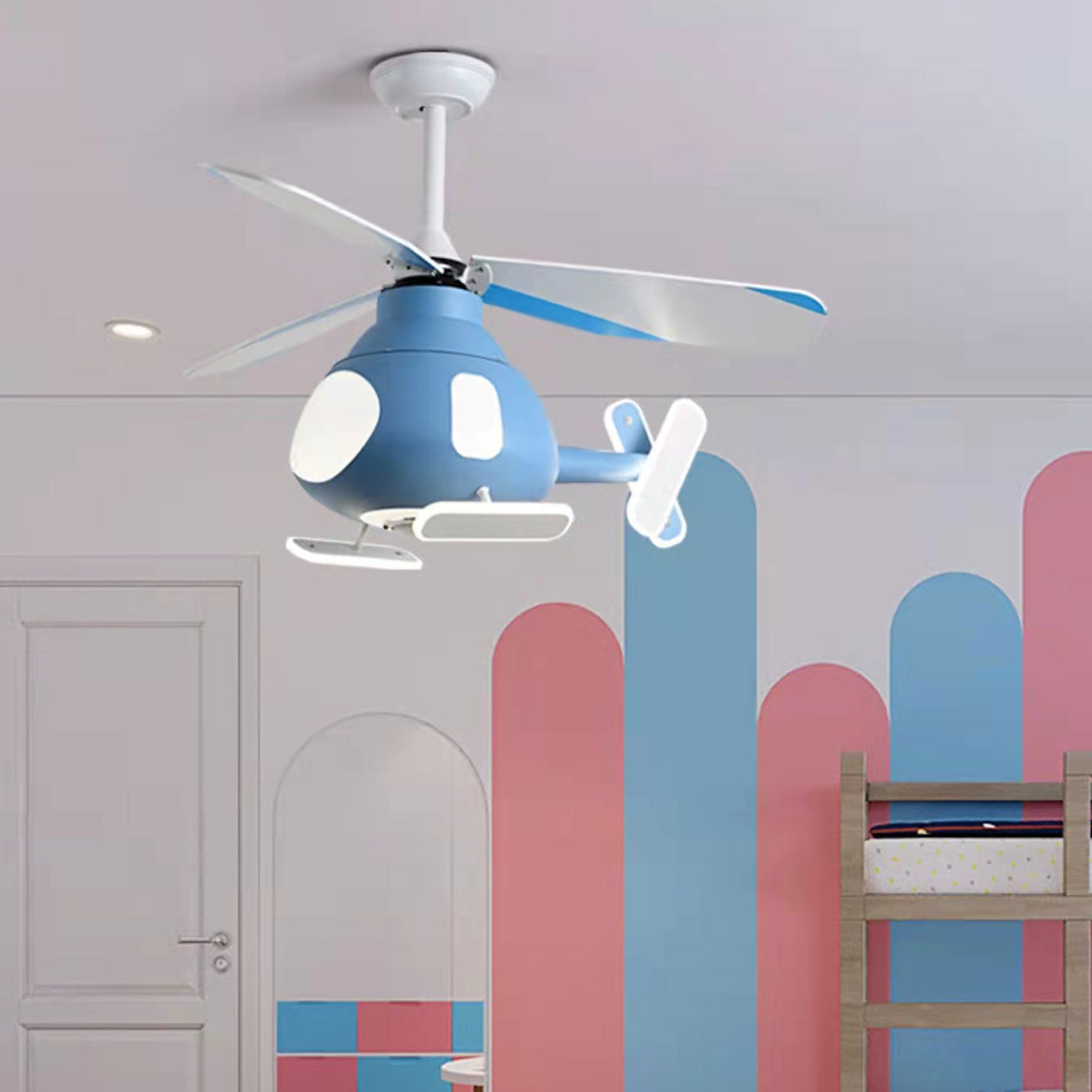 Pendard en forme d'avion en métal Cartoon LED LED Semi Flush Light for Kids Room