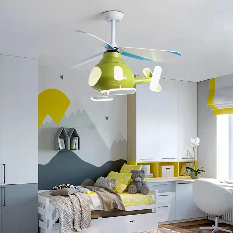 Pendard en forme d'avion en métal Cartoon LED LED Semi Flush Light for Kids Room