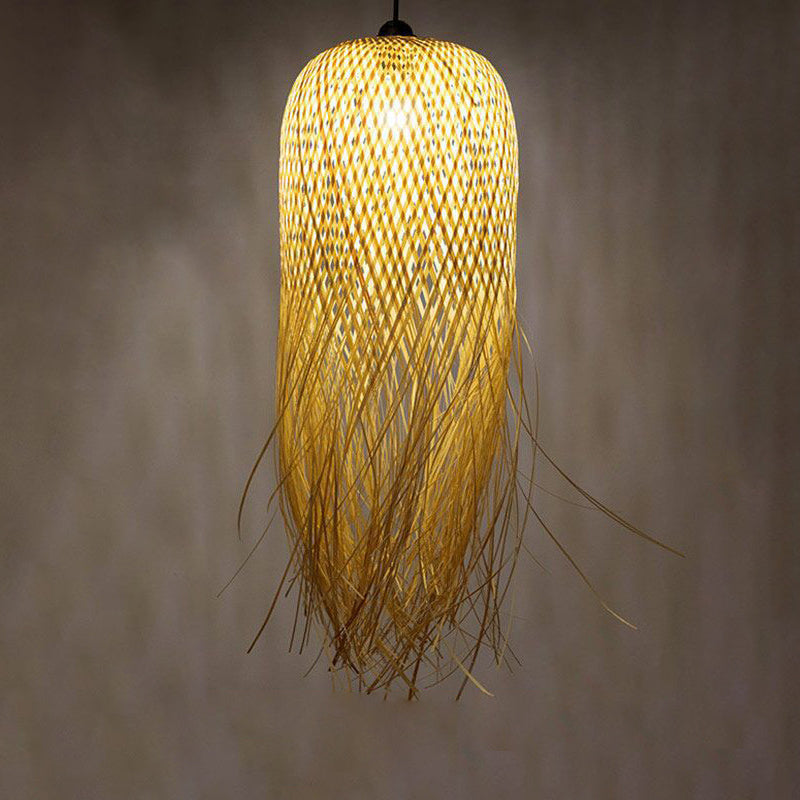 Chinese Handmade Pendant Lighting Fixtures Rattan Hanging Light with Hanging Cord for Restaurant