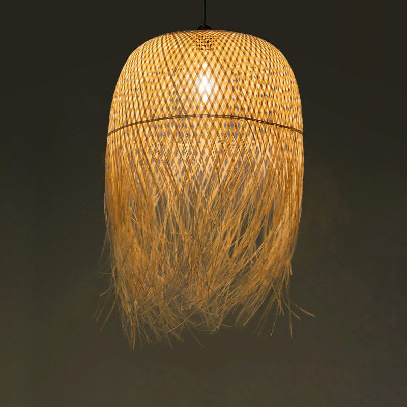 Chinese Handmade Pendant Lighting Fixtures Rattan Hanging Light with Hanging Cord for Restaurant