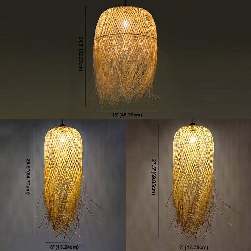 Chinese Handmade Pendant Lighting Fixtures Rattan Hanging Light with Hanging Cord for Restaurant