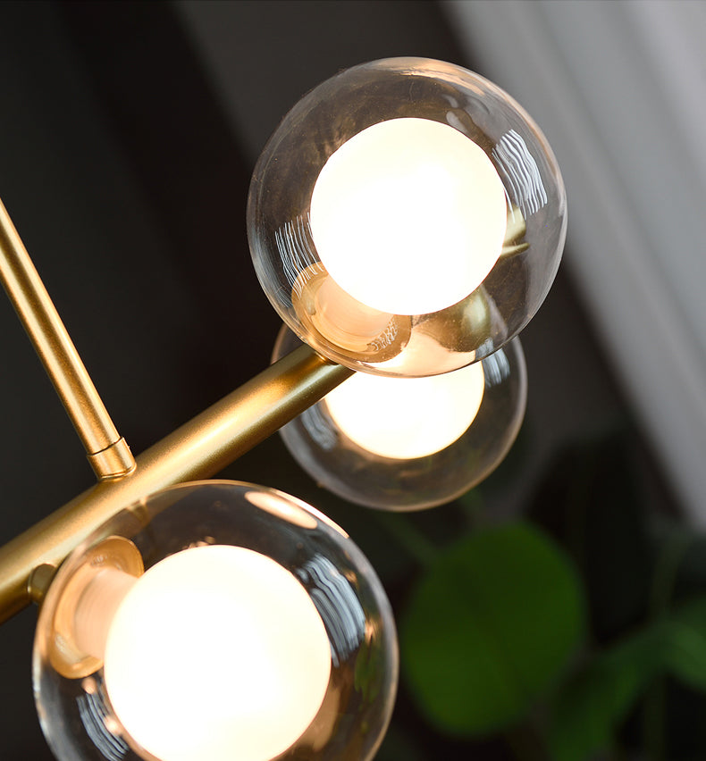 Modern Creative Island Light Smeed Iron Globe Hanglamp met dubbele glazen schaduw