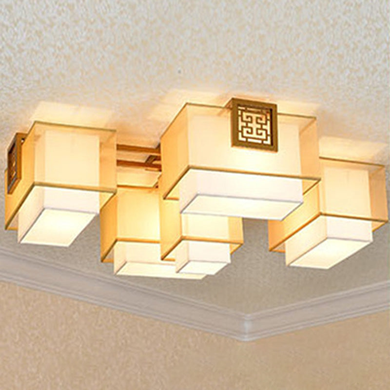 Fabric Ceiling Light Fixture Traditional Rectangle Living Room Ceiling Mounted Light